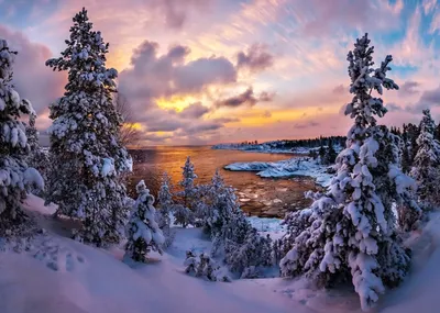 Зимний закат солнца (54 фото) - 54 фото