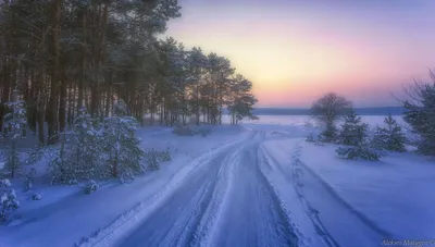Закат зимой - 68 фото
