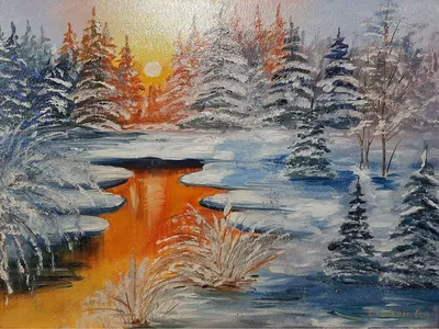 Фотография зимние Природа Поля Рассветы и закаты дерева