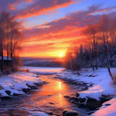 Зимний закат (136 фото) - 136 фото