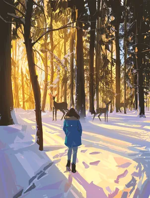 Девушка в зимнем лесу | Пикабу