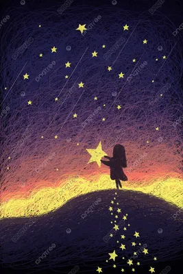 красивое звездное небо собирание звезд девушка подросток PNG , звезда,  ночное небо, ночью Иллюстрация Изображение на Pngtree, Роялти-фри