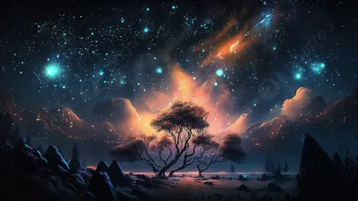 Красивая и мечтательная иллюстрация звездного неба, звездное небо,  красивый, иллюстрация фон картинки и Фото для бесплатной загрузки