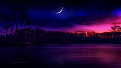 Звездное небо с луной - красивые фото