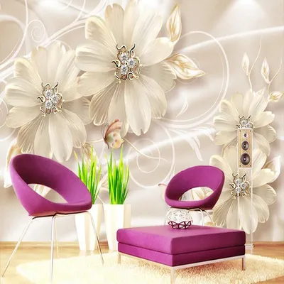 ᐉ Фотообои 3D флизелиновые цветочные для спальни/зала/кухни Бабочки с  жемчужинами