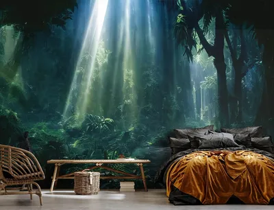 Флизелиновые фотообои лес 254x184 см 3D Природа Водоем в тропических  джунглях (14556V4)+клей купить по цене 1200,00 грн