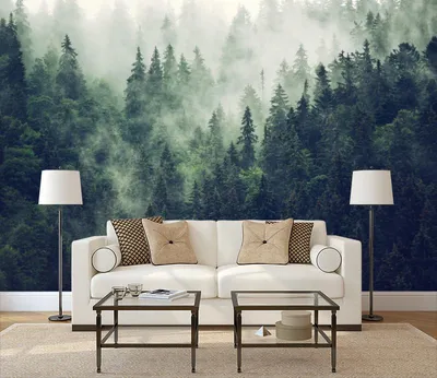 Фотообои на стену Лес в тумане - Леса Поля Горы Разное