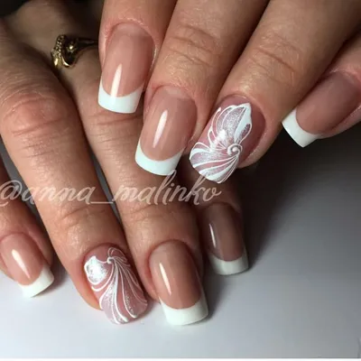 110+ This is a simple and cute design on the ring finger for white French  tips 2018 | Дизайнерские ногти, Гвоздь, Ногти