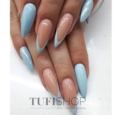 голубой френч - Поиск в Google | Nails, Nail art, Beauty