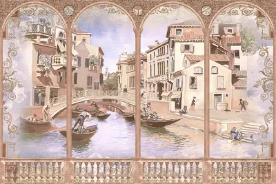 Фотообои и фрески на стену купить интернет магазин студия изготовление на  заказ | Фотообои фреска Венеция с стиле винтаж