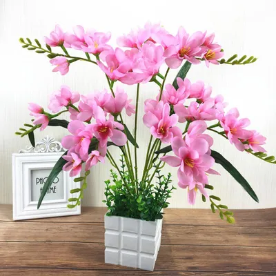 Купить Искусственный цветок фрезии с 9 ветвями для домашнего декора  гостиной | Joom