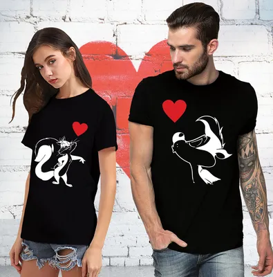 Парные футболки для двоих в Москве, парные футболки для влюбленных с  надписями на заказ
