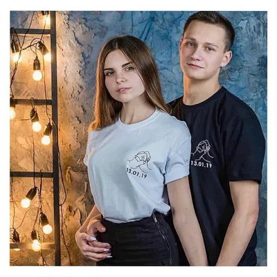 Парные футболки для влюбленных с руками и датой годовщины (ID#978727382),  цена: 730 ₴, купить на Prom.ua