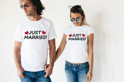 Футболки парные Just married сердечки купить в Москве