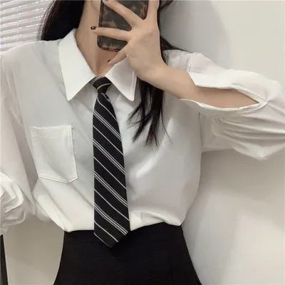 Купить Полосатый галстук, женская рубашка, аксессуары, галстук в стиле  колледжа, школьная форма в японском стиле, студенческая форма | Joom