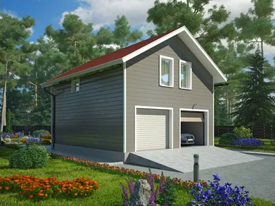 Проект теплого гаража для дачи - 7,4 х 9,6 м - Шведский металлический гараж  на даче – за неделю!