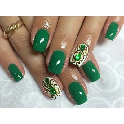 Зелёный гель-лак | Красивые ногти, Гель-лак, Ногти