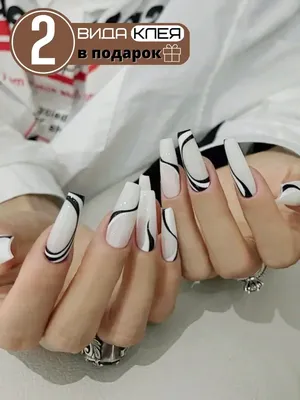 Накладные ногти с дизайном и клеем длинные гелевые короткие Jili nails  111893631 купить за 266 ₽ в интернет-магазине Wildberries