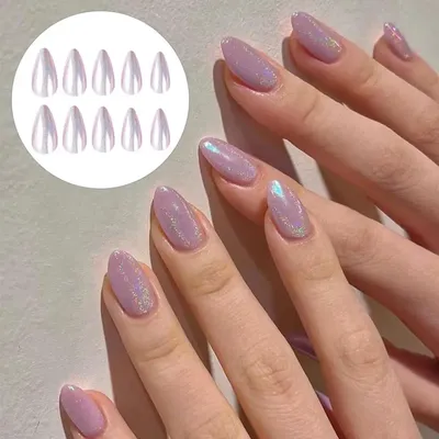 1 комплект для женского творчества, накладные ногти фиолетового цвета,  гелевые накладные ногти, Короткие носимые накладные ногти, французский  Искусственный наконечник, «сделай сам», маникюр | AliExpress