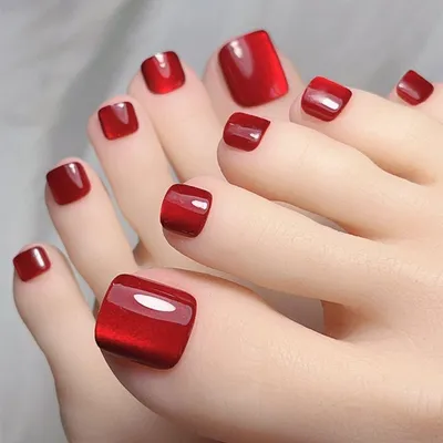 Jili nails Накладные ногти на ноги с дизайном и клеем гелевые короткие