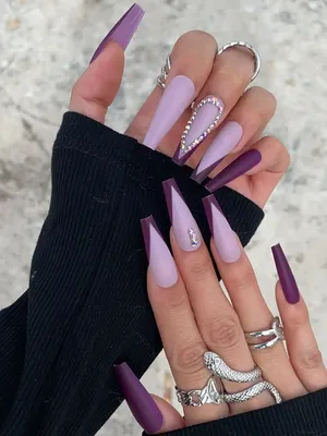 Alimasa Накладные ногти со стразами фиолетовые