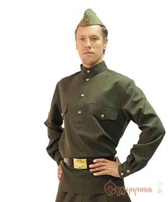 Гимнастерка мужская из плотной ткани - Рубаха военных лет