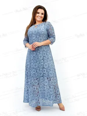 Купить Гипюровое вечернее женское платье с цветочным принтом - голубое  237-2 фото оптом, цена, большие размеры(баталы)