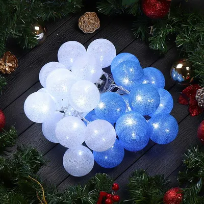 Гирлянда-шторы шарики с игрушкой \"Дед Мороз\" внутри 10 шт, 3х0,6м, цвет:  теплый белый | AliExpress