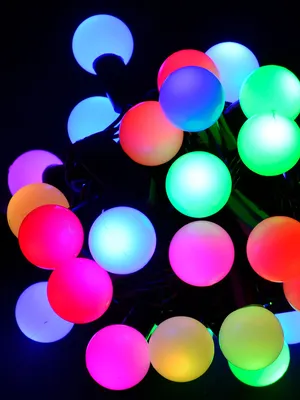 Светодиодная уличная гирлянда Шарики 18 мм 100 RGB LED ламп 10 м, каучук,  IP54 купить в Москве в интернет-магазине «Ёлка-Маркет»