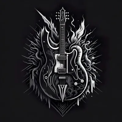 Spanish Guitar Черно белый рисунок …» — создано в Шедевруме