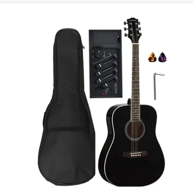Акустическая гитара матовая, черная. Размер 40 дюймов Jordani E4020 BK -  купить с доставкой по выгодным ценам в интернет-магазине OZON (188987298)