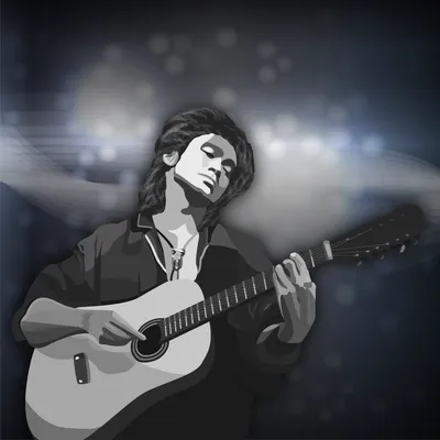 Виктор Цой с гитарой» — создано в Шедевруме