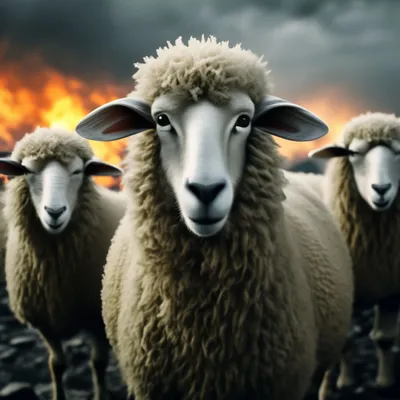 изображение овцы с большими глазами, овец, синий мех, облака сладкой ваты  фон картинки и Фото для бесплатной загрузки