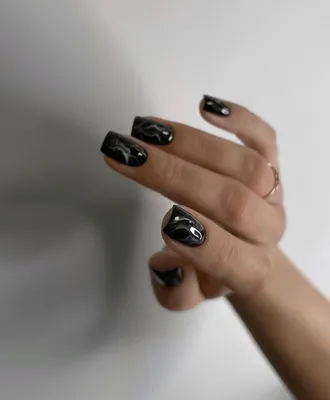 Серебряные блестящие квадратные глянцевые ногти смешанный дизайн черный  зеркальный маникюрный пресс для ногтей накладные ногти с наклейкой |  AliExpress