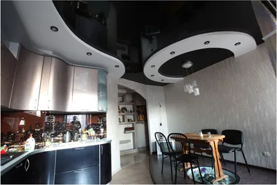 Матовый натяжной потолок для кухни - готовый проект фото и цены