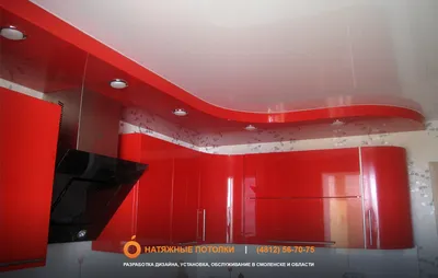 Одноуровневый цветной глянцевый натяжной потолок для кухни 6 м2 монтаж и  установка в Саратове