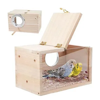 Ящик для разведения птичьих гнезд с деревянным птичьим домиком-клеткой для  попугаев-неразлучников, волнистых попугайчиков, зябликов, канареек - купить  с доставкой по выгодным ценам в интернет-магазине OZON (1203171515)