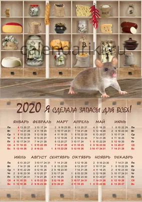Календарь на 2008 год с рисунком мыши крысы на Русском языке (image mouse,  rat) А4-210х297mm