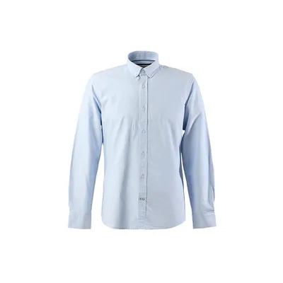 Купить Мужская однотонная синяя рубашка из габардина | Joom