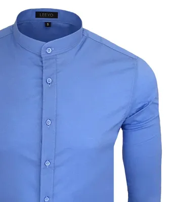 Рубашка мужская с воротником офицерская Рубашка С-202 синяя – лучшие товары  в онлайн-магазине Джум Гик