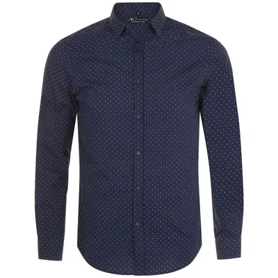 Рубашка мужская Becker Men, темно-синяя с белым, купить по выгодной цене с  нанесением и бесплатной доставкой