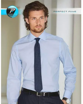 Голубая рубашка мужская, хлопковая, 511F015 купить в Украине | Цена,  отзывы, характеристики в магазине AGER.ua
