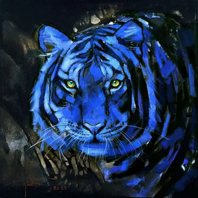 Купить картину «Синий тигр» c дикими животными, акрилом на холсте, в стиле  поп-арт, Елена Саченко | KyivGallery