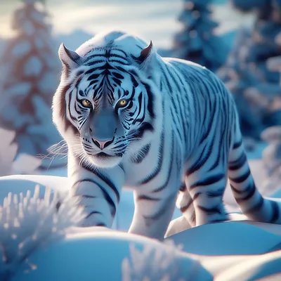 Полупрозрачный голубой тигр в голубом…» — создано в Шедевруме