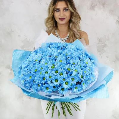 Купить букет голубых хризантем с доставкой по Барнаулу - цена 3 350 ₽
