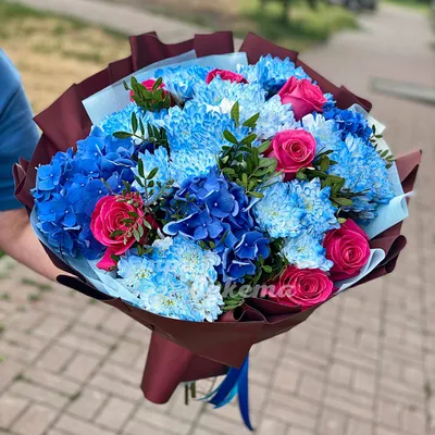 1️⃣ Букет из синих хризантем – заказать в Алматы от PRO-BUKET!