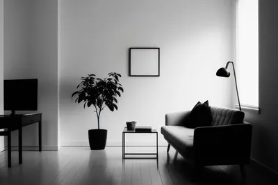 Стильная черно-белая гостиная и зелёная спальня: небольшая двушка в  Гётеборге (61 кв. м) 〛 ◾ Фото ◾ Идеи ◾ Дизайн