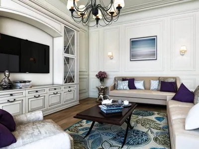 2024 ГОСТИНЫЕ фото классическая гостиная с двумя диванами и большим  телевизором, Киев, Дiм декор