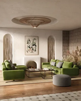 Интерьер гостиной с двумя зелёными диванами Zillis — фабрика современной  дизайнерской мебели SKDESIGN