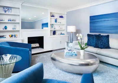 Дизайн интерьера кухни \"Кухня-гостиная в синем цвете\" | Портал  Люкс-Дизайн.RU